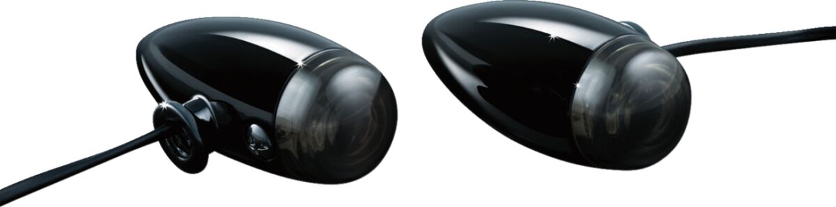 Ekstralys, Mini Bullets Amber LED Smoke Lens Black — Kuryakyn KUR2504