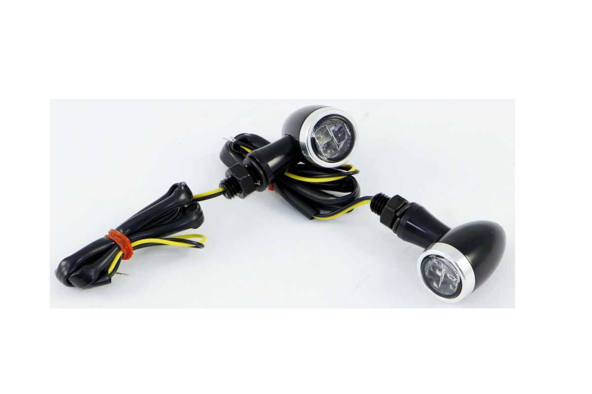 Blinklys, LED Clear - Lens Turn Signal / Aluminium|Zinc Alloy / Black — Parts Europe 20201391