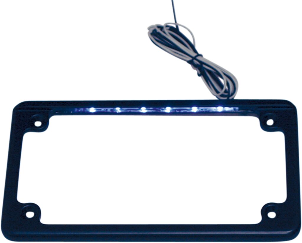 Skiltholder og skiltlys, License Plate Frame With LED Illumination — Custom Dynamics LPF-HRZ-B-LP