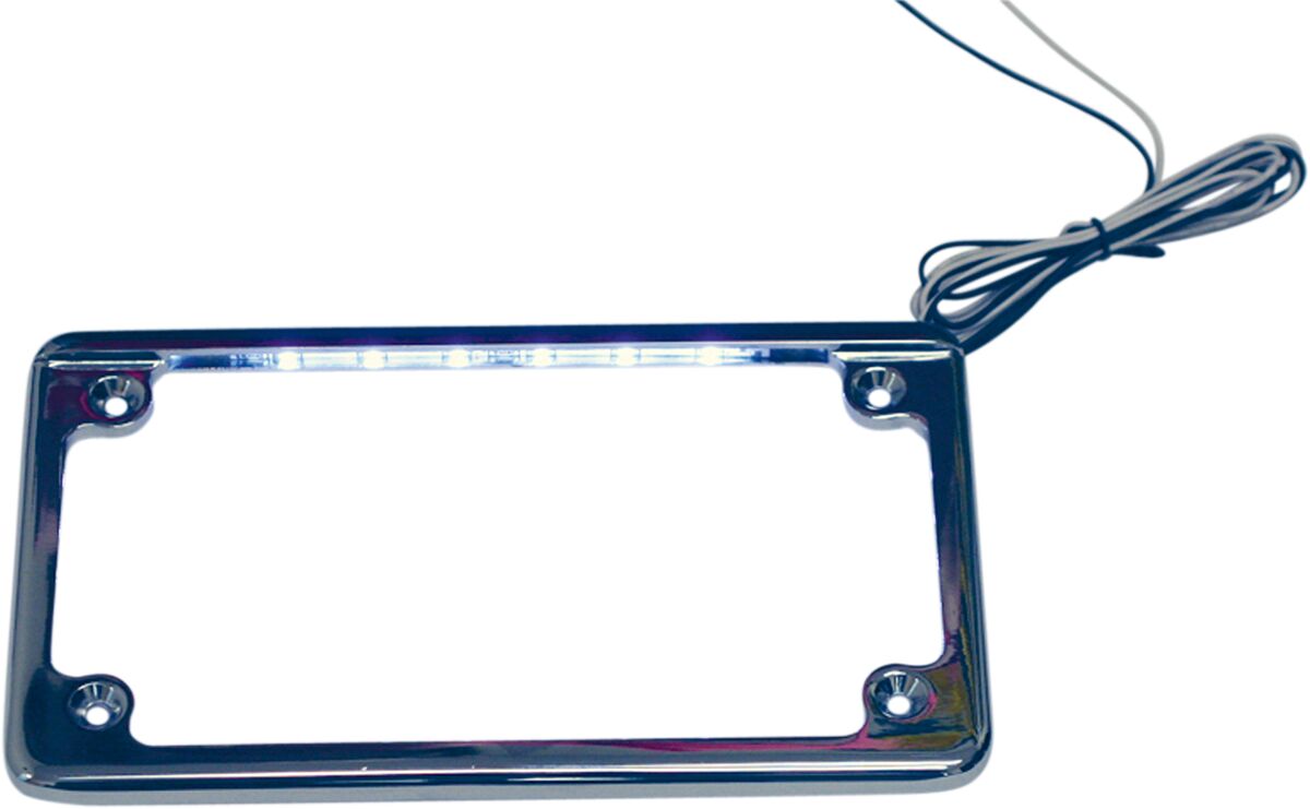 Skiltholder og skiltlys, License Plate Frame With LED Illumination — Custom Dynamics LPF-HRZ-C-LP