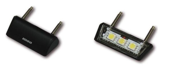 Skiltholder og skiltlys, License Plate Light LED ECE Approved Black — Koso North America HD006K00