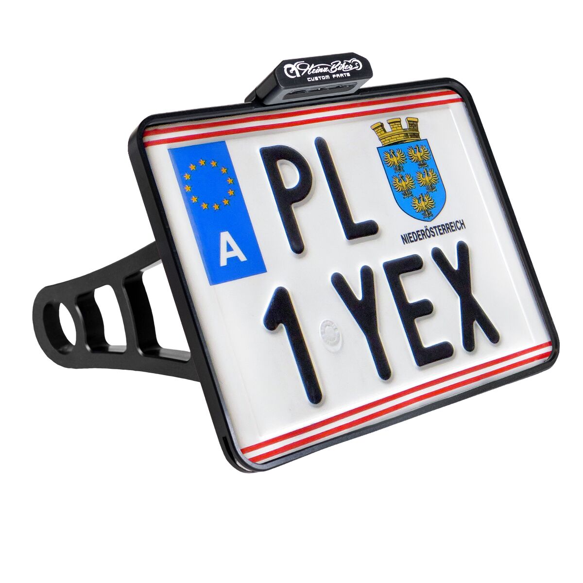 Skiltholder og skiltlys, Side Mount License Plate Holder W/TL Alum Black (A) (Xl) til Harley-Davidson — Heinz Bikes HBSKZ-XL-A