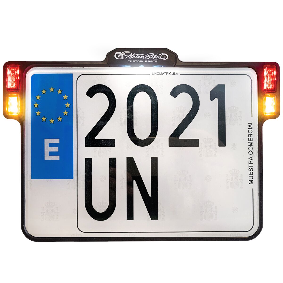 Skiltholder og skiltlys, ALL-INN 2.0 Black Lic Plate w/LED Light Brk & Rear (E) — Heinz Bikes HBKZ2.0-MB-3TS-E