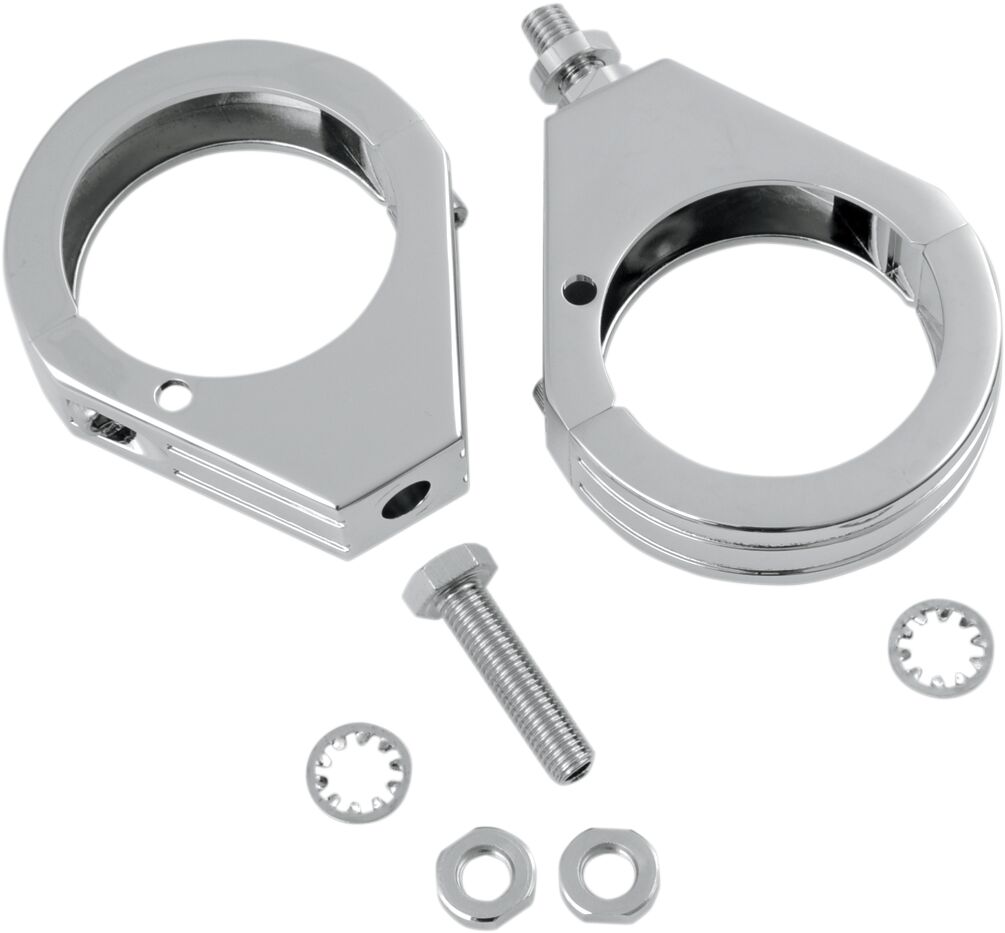 Ekstralys, Turn Signal Fork Clamps 49MM Chrome — Drag Specialties 76673S4