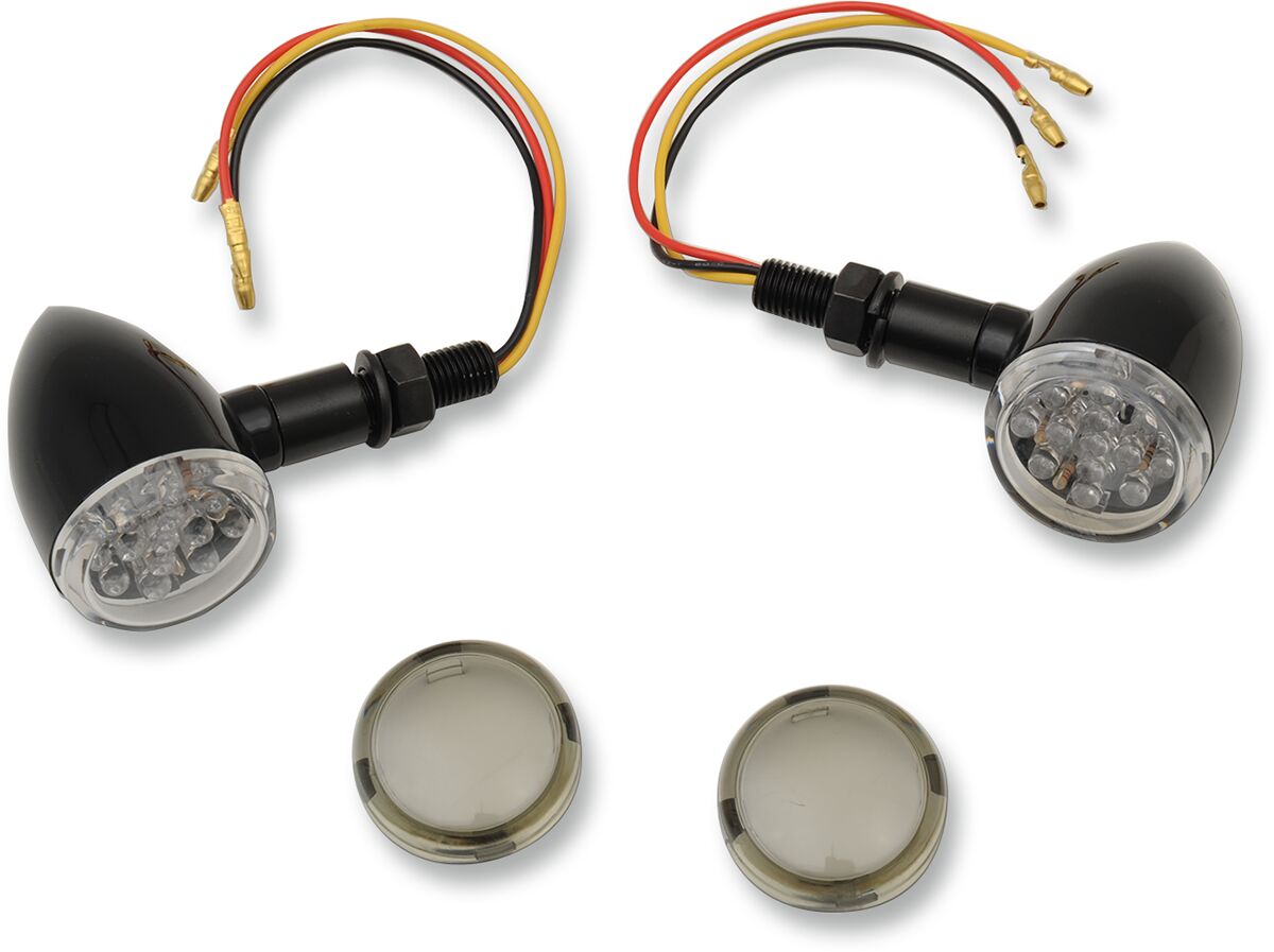 Ekstralys, LED Mini Deuce Marker Light Kit BLACK/AMBER — Drag Specialties 20-6390BC/MIQ