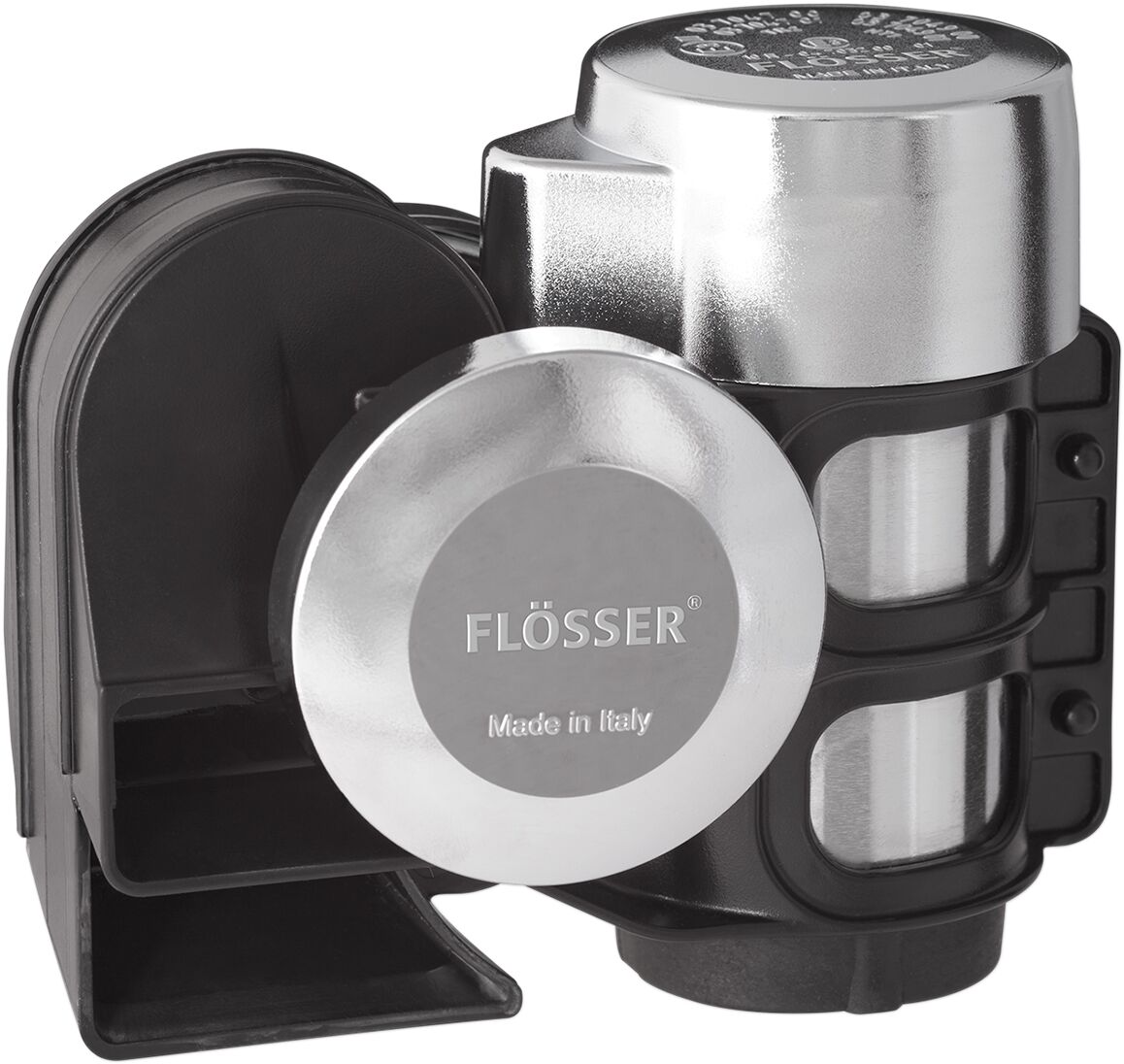 Horn, Air Horn Two-Tone LOW520/HIGH660 HZ 12V Chrome — Flosser 21070241