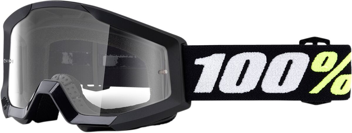 Briller goggles, Strata Mini Grom Black Offroad Goggle W/ Clear Lens — 100% 50033-00004