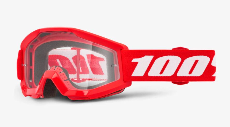 Briller goggles, Strata Mini Grom Red Offroad Goggle W/ Clear Lens — 100% 50033-00005