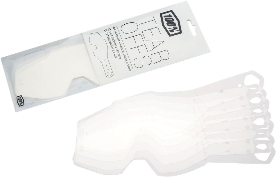 Goggles linser og deler, Tear Offs Laminated RC1/AC1/ST — 100% 59013-00001