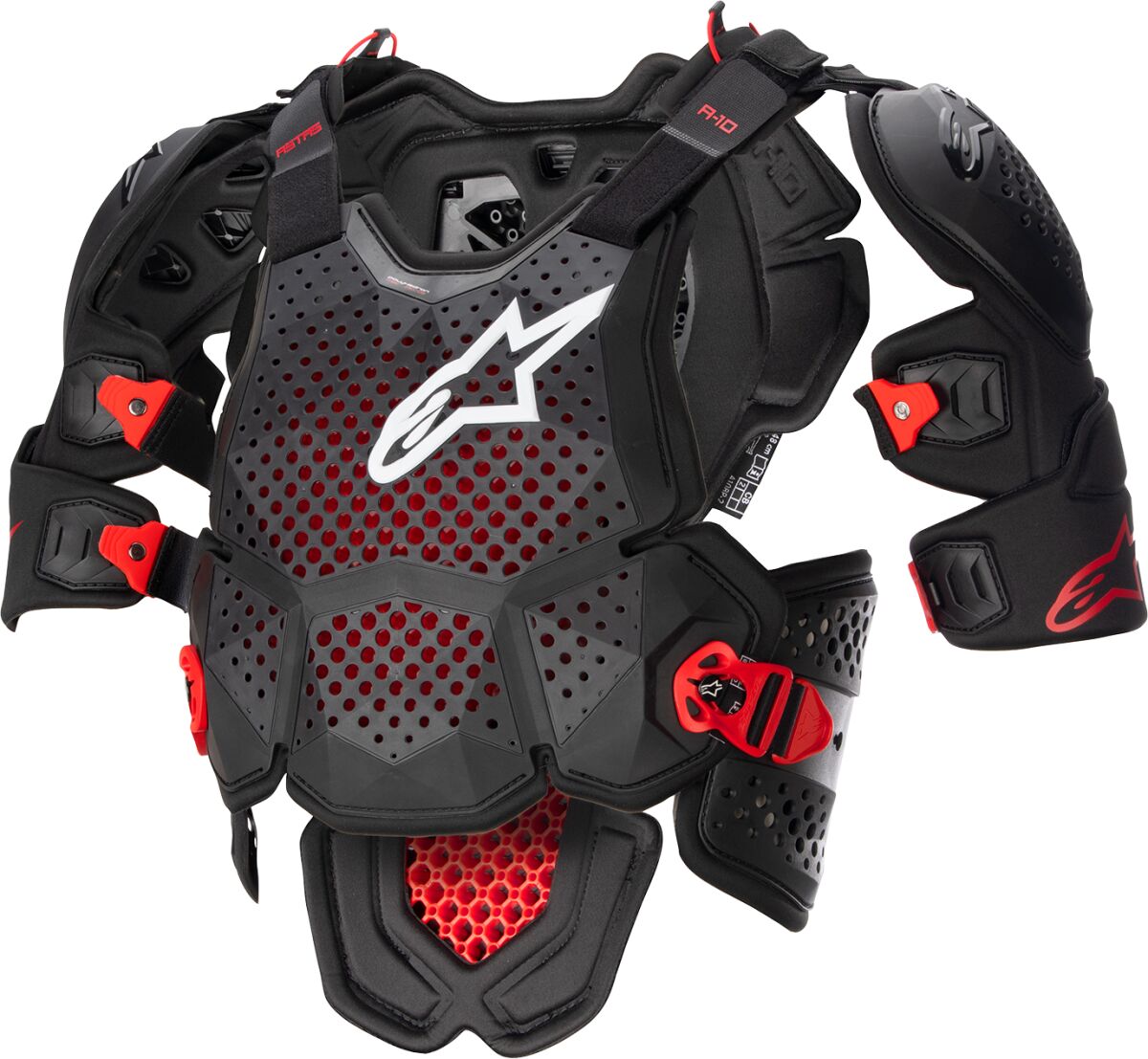 Brystbeskyttere, A-10 v2 Full Chest Guard Black Gray Red — Alpinestars