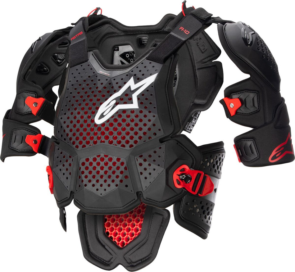 Brystbeskyttere, A-10 v2 Full Chest Guard Black Gray Red — Alpinestars