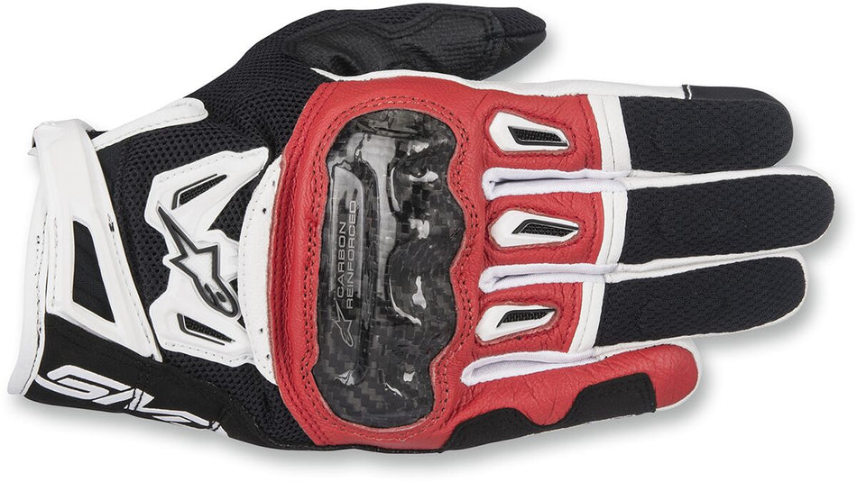 Hansker gate sport, SMX-2 Air Carbon V2 Leather Gloves Black Red White — Alpinestars