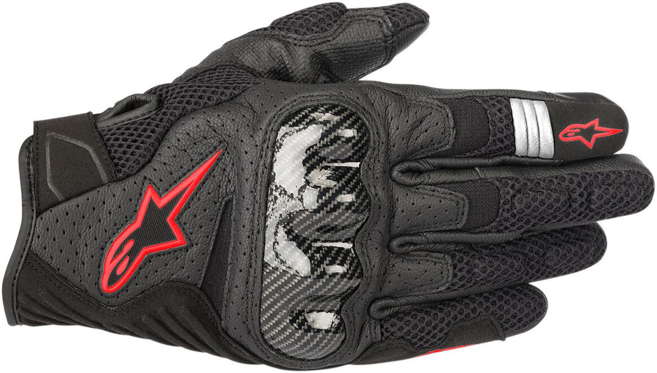 Hansker gate sport, SMX-1 Air Carbon V2 Gloves Black Fluorescent Red — Alpinestars