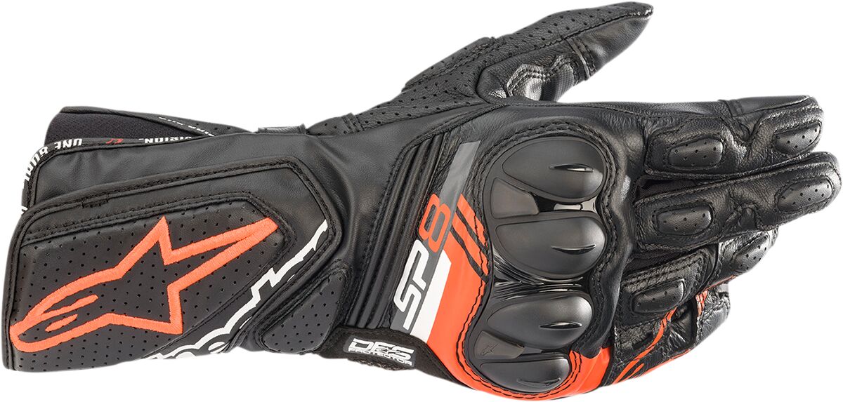 Hansker gate sport, SP-8 V3 Gloves Black Fluorescent Red — Alpinestars