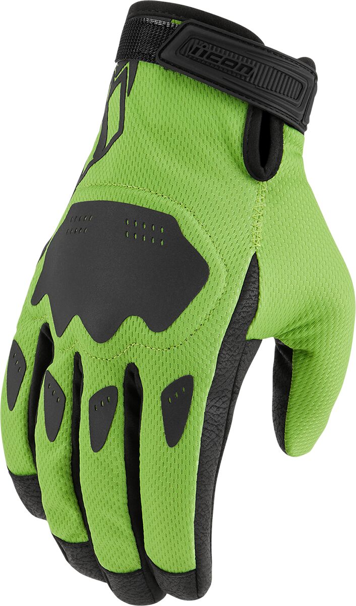 Hansker gate sport, Hooligan CE Gloves Black Green — Icon