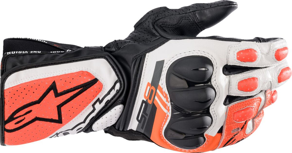 Hansker gate sport, SP-8 V3 Gloves Black Fluorescent Red White — Alpinestars