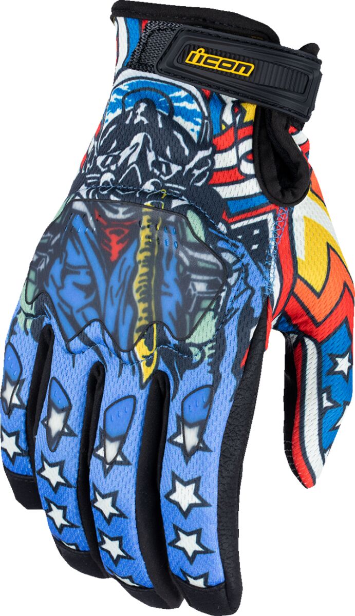 Hansker gate sport, Hooligan CE Flyboy Gloves Black Blue Red White — Icon