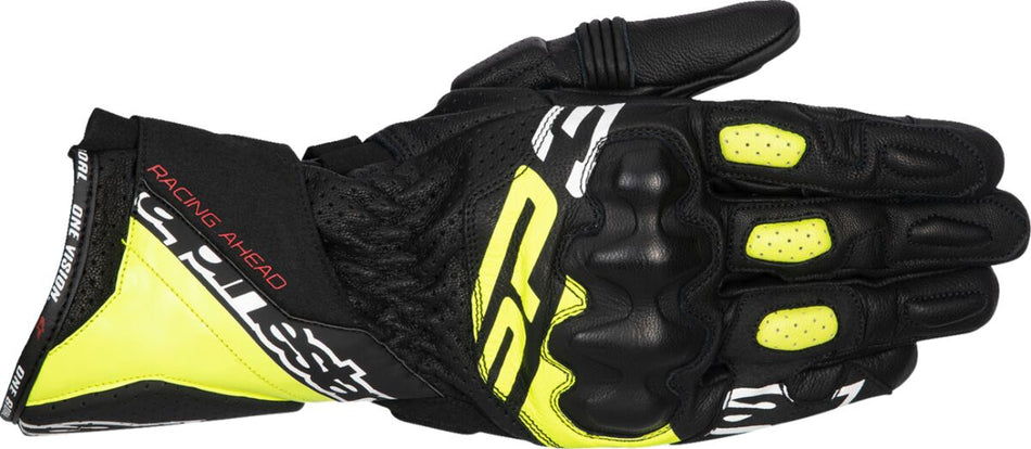 Hansker gate sport, SP-3 Gloves Black Fluorescent Yellow White — Alpinestars
