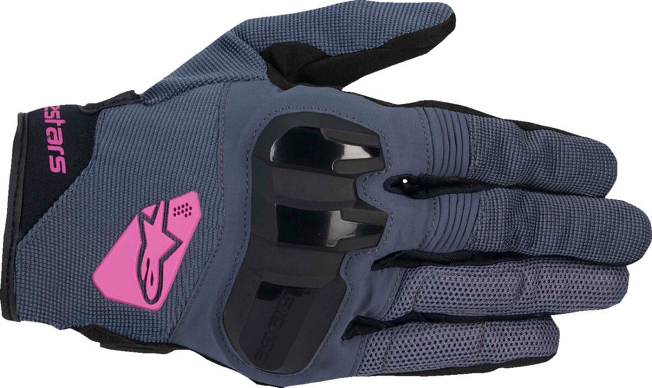 Hansker gate sport dame, Women's Chrome Gloves Asphalt Black Blue Purple — Alpinestars