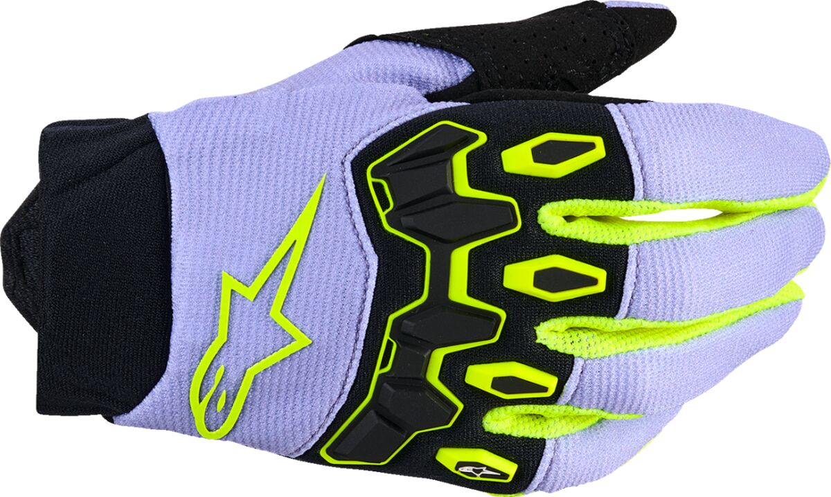 Hansker offroad barn, Youth Full Bore V2 Gloves Black Fluorescent Yellow Purple — Alpinestars