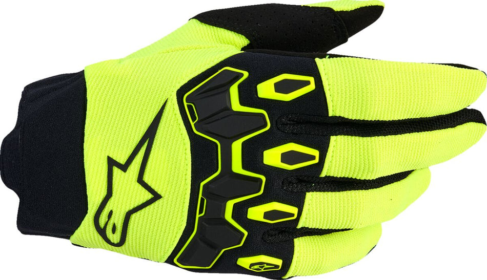 Hansker offroad barn, Youth Full Bore V2 Gloves Black Fluorescent Yellow — Alpinestars