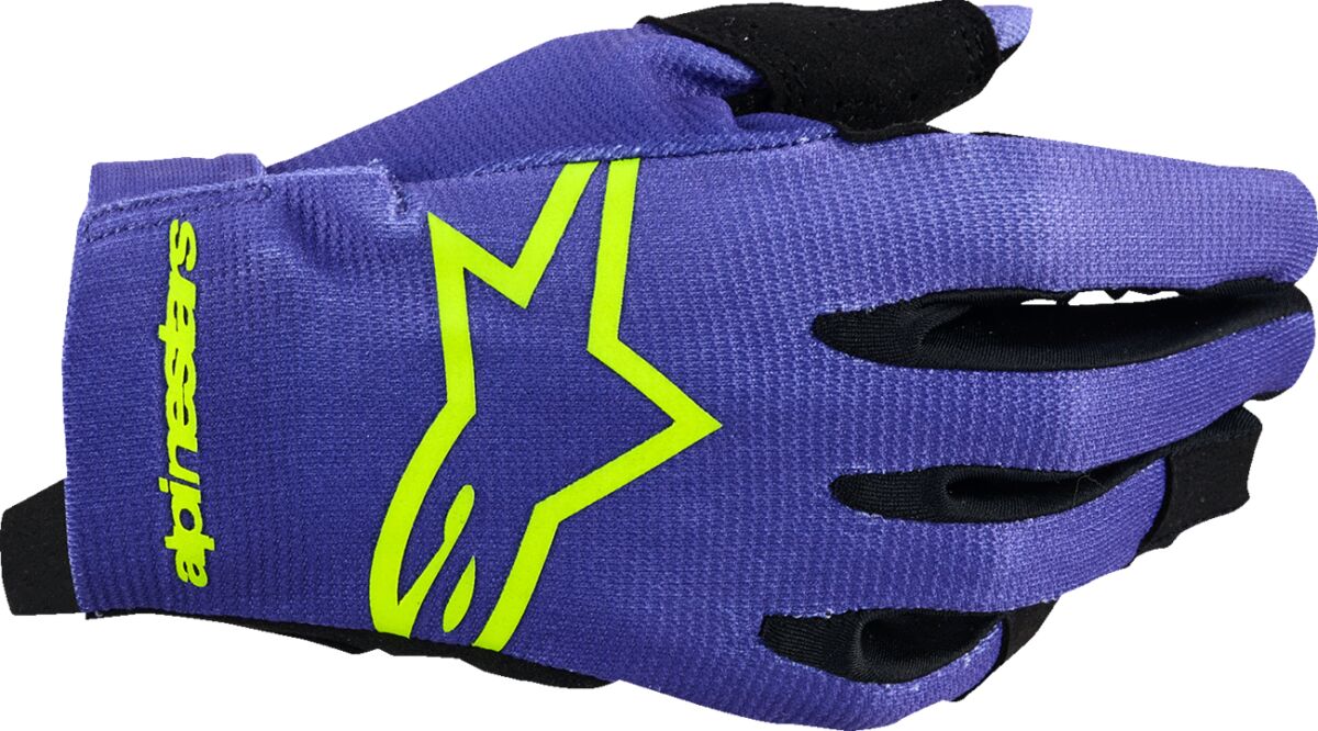 Hansker offroad barn, Youth Radar Gloves Black Fluorescent Yellow Purple — Alpinestars