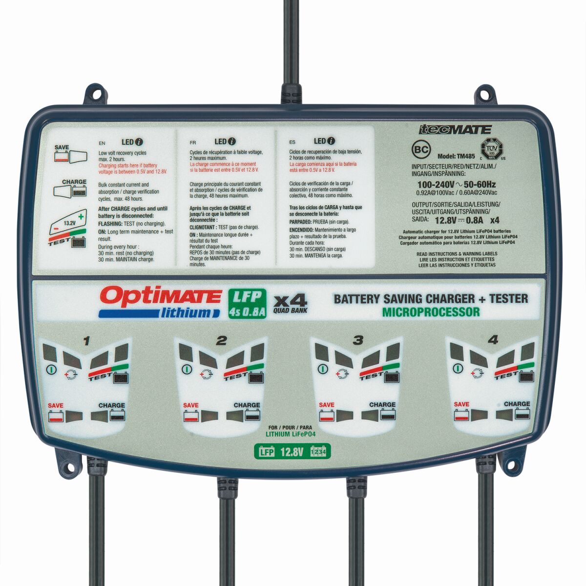 Verktøy elektrisk, OptiMate Lithium LFP 4s 0.8A Quad Bank — Tecmate TM484