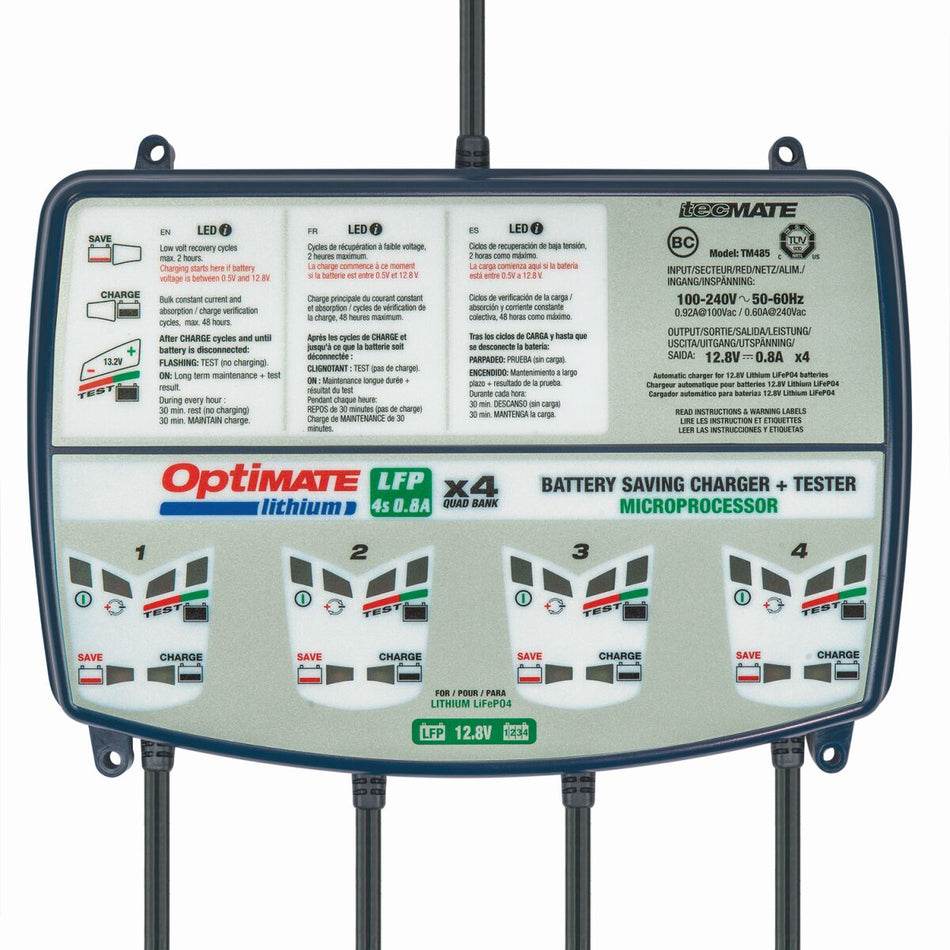 Verktøy elektrisk, OptiMate Lithium LFP 4s 0.8A Quad Bank — Tecmate TM484