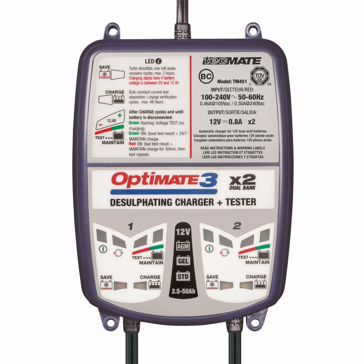 Verktøy elektrisk, Charger Opt 3 -2BANKS — Tecmate TM450