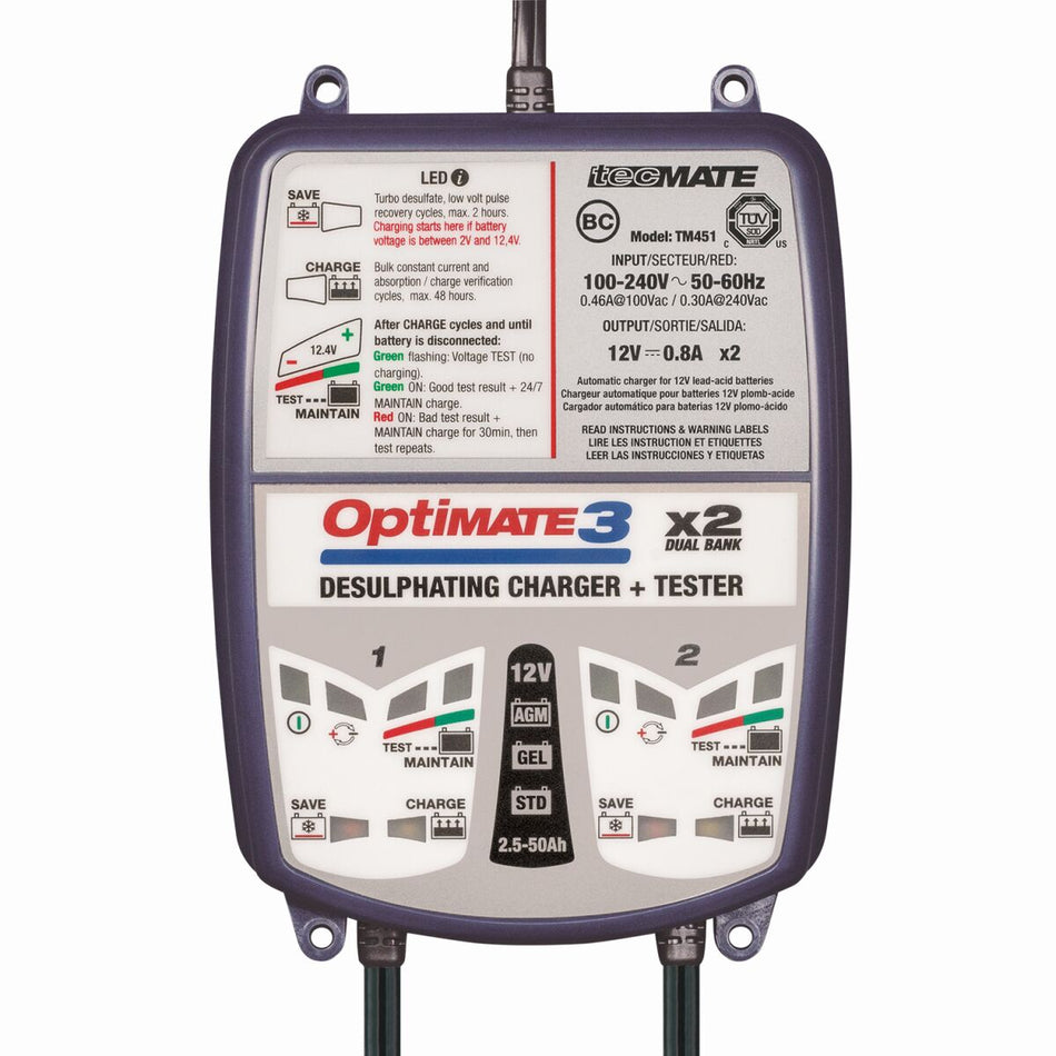 Verktøy elektrisk, Charger Opt 3 -2BANKS — Tecmate TM450