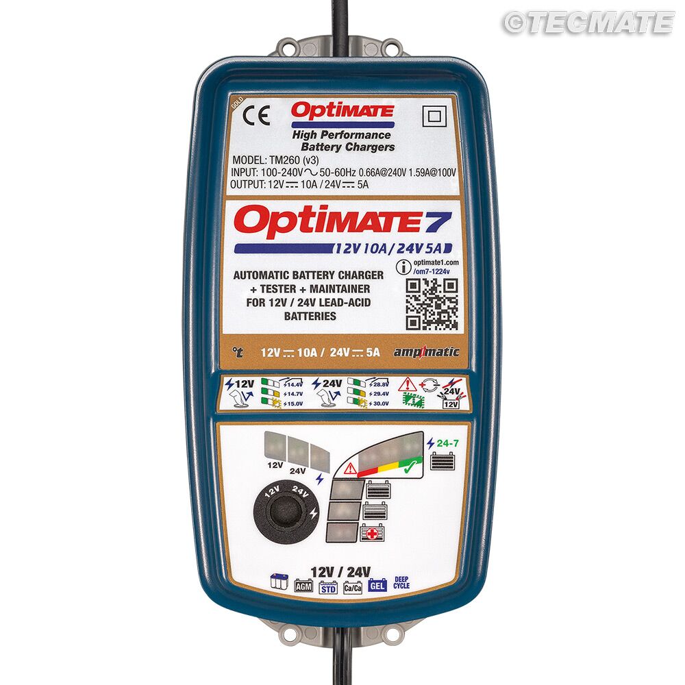 Verktøy elektrisk, Charger Optimate 7 12/24V — Tecmate TM260 V3