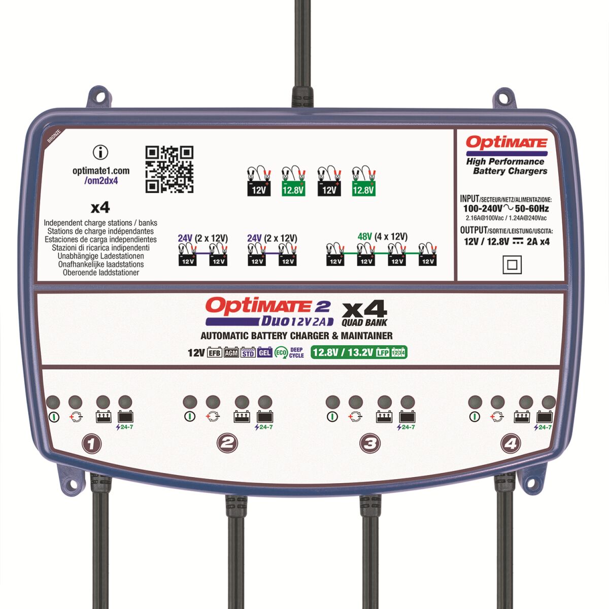 Verktøy elektrisk, OptiMate 2 DUO x 4 Bank — Tecmate TM574