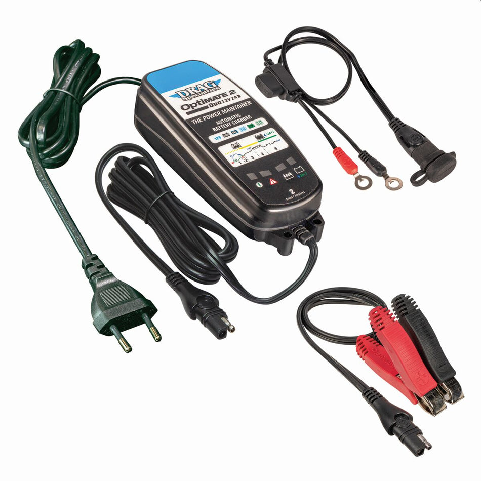 Verktøy elektrisk, Charger EU Optimate 2 Duo Drag — Drag Specialties TM556