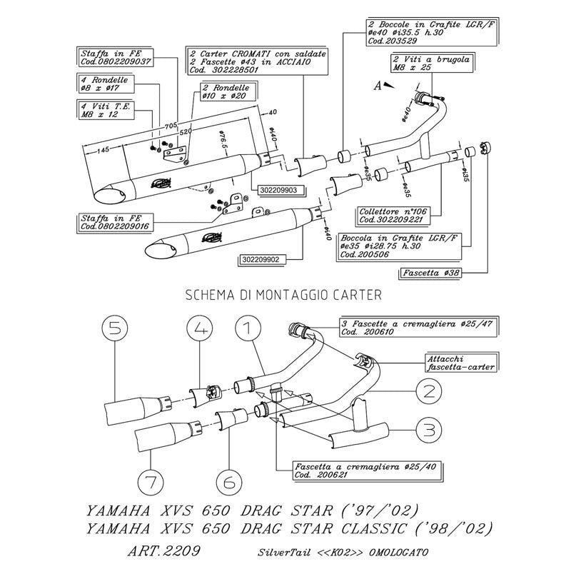 XVS650 dragstar/classic silvertail K02 e-approved