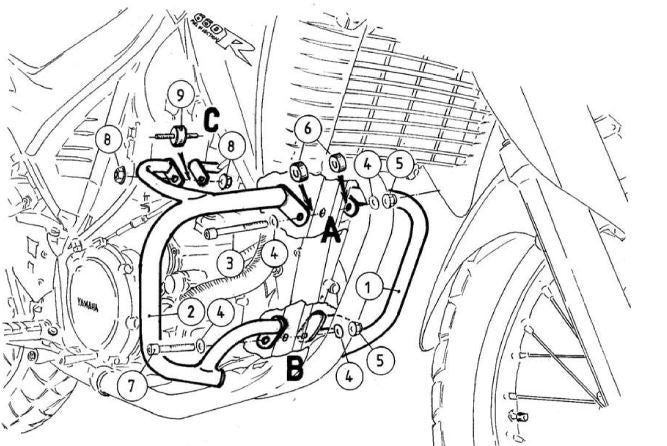 Hepco & Becker XT660 R/X motor/tank bøyle sort