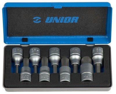 Unior Hexagonal screwdriver socket set 1/2 in metal box (umbrako)