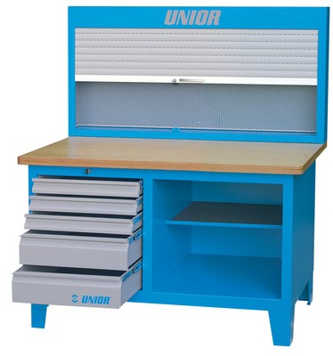 Unior Work bench with cabinet with roller shutter 1500
