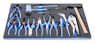Unior Set of BI pliers and hammer in SOS tool tray