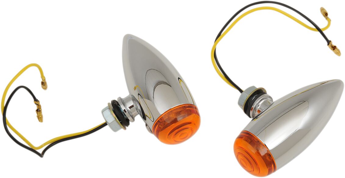 Ekstralys, Bullet LED Marker Light Smooth Amber Lens Chrome — Drag Specialties 20-6589SALED