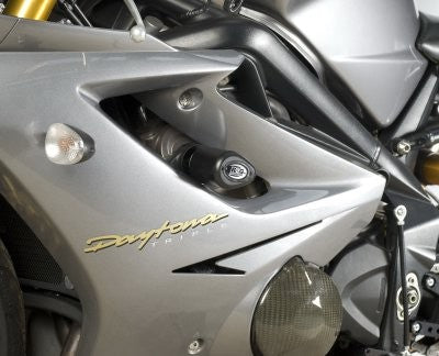 R&G Aero no-cut Frame Sliders, Triumph 675 Daytona '06-'12 [white] (standard, road version)