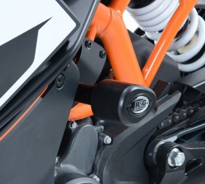 R&G Aero no-cut Frame Sliders (white), KTM RC125/200/390 all up to '21