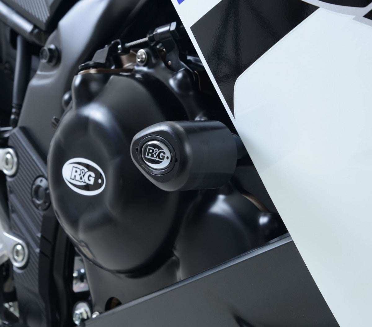 R&G Aero no-cut Frame Sliders, white, Honda CBR500R '16-