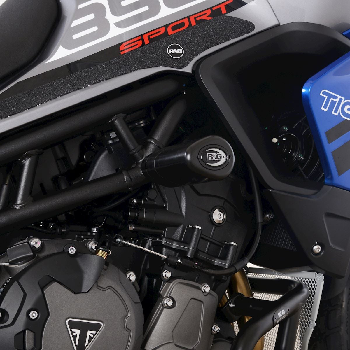 R&G Aero Crash Protectors (white), Triumph Tiger 850 Sport '21- (single-point mounting)