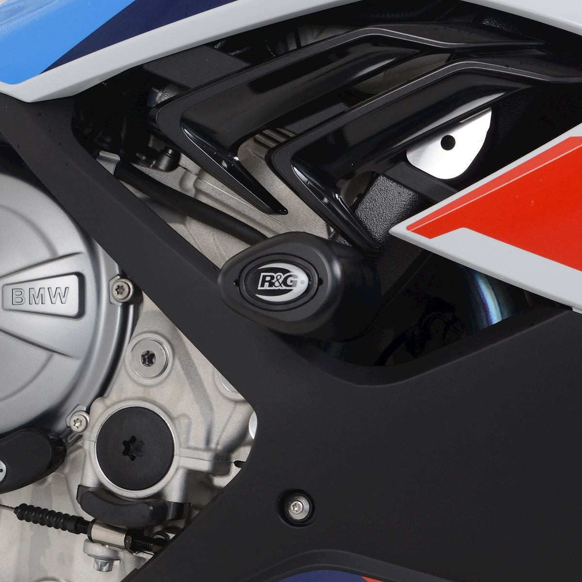 R&G Aero Crash Protectors (asymmetrical race kit, white), BMW M1000RR '21-