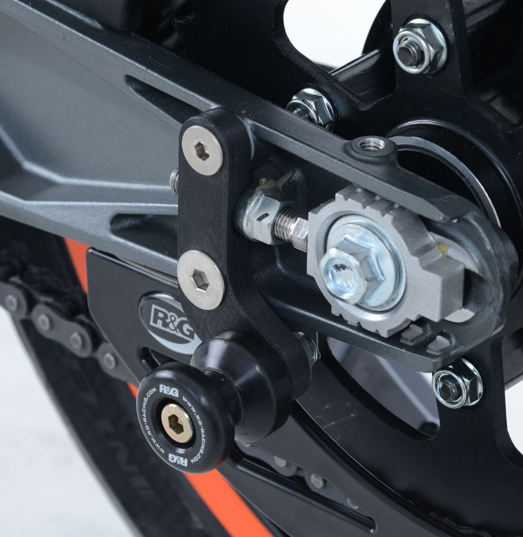R&G Offset Cotton Reels, black bobbins, KTM 125/200 Duke '17- / RC125 '17-'21 / RC390 '17-'21