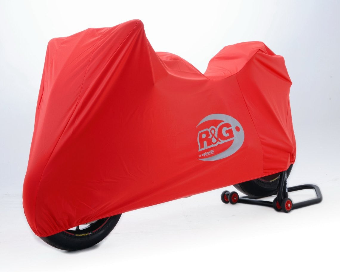 R&G Tailored Indoor Dust Cover for Ducati Panigale 899/959/1199/1299, red, with silver graphics