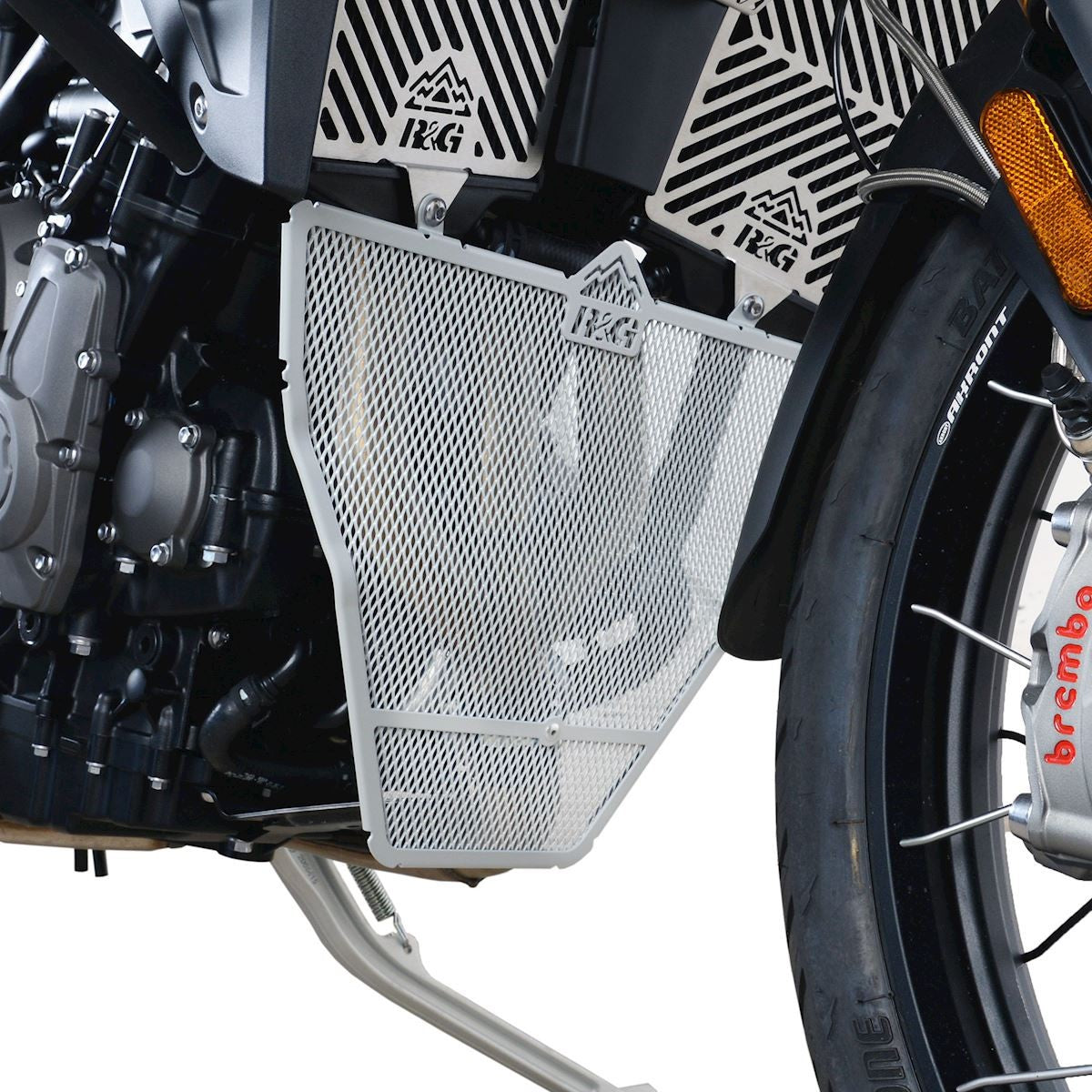 R&G Downpipe Grille, silver, Triumph Tiger 900 (Rally, Rally Pro, GT, GT Pro)