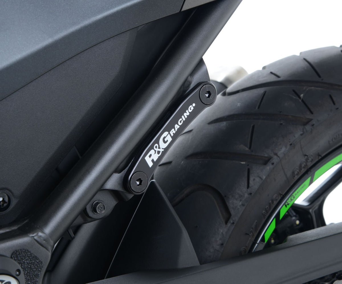 R&G Eksos Brakett & left hand footrest blanking plate (kit), black, Kawasaki Ninja 300 / Ninja 250 '13-'17 / Z250 '13-'18 / Z300