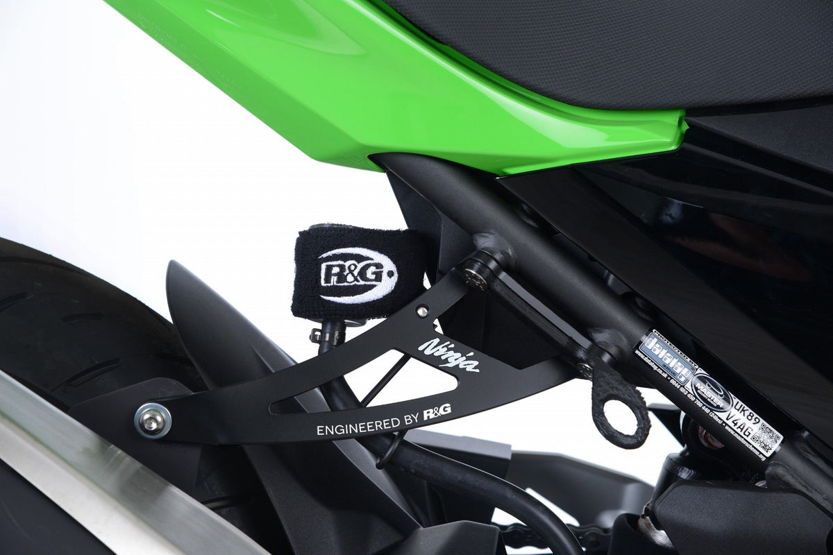 R&G Eksos Brakett & left hand footrest blanking plate (kit), black, Kawasaki Ninja 400 / Ninja 250 '18- / Z400 '19- / Z250 '19-