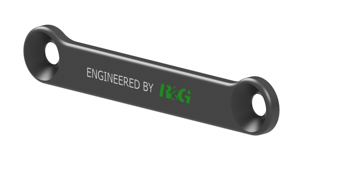 R&G Eksos Brakett & rear footrest blanking plate (kit), black with green logo, RHS, Kawasaki Z H2 '20-